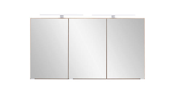 SPIEGELSCHRANK 120/64/20 cm - Eiche Wotan/Alufarben, Natur, Glas/Holzwerkstoff (120/64/20cm) - Xora