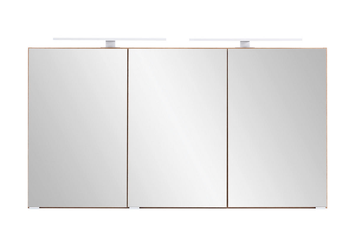 SPIEGELSCHRANK 120/64/20 cm  - Eiche Wotan/Alufarben, Natur, Glas/Holzwerkstoff (120/64/20cm) - Xora