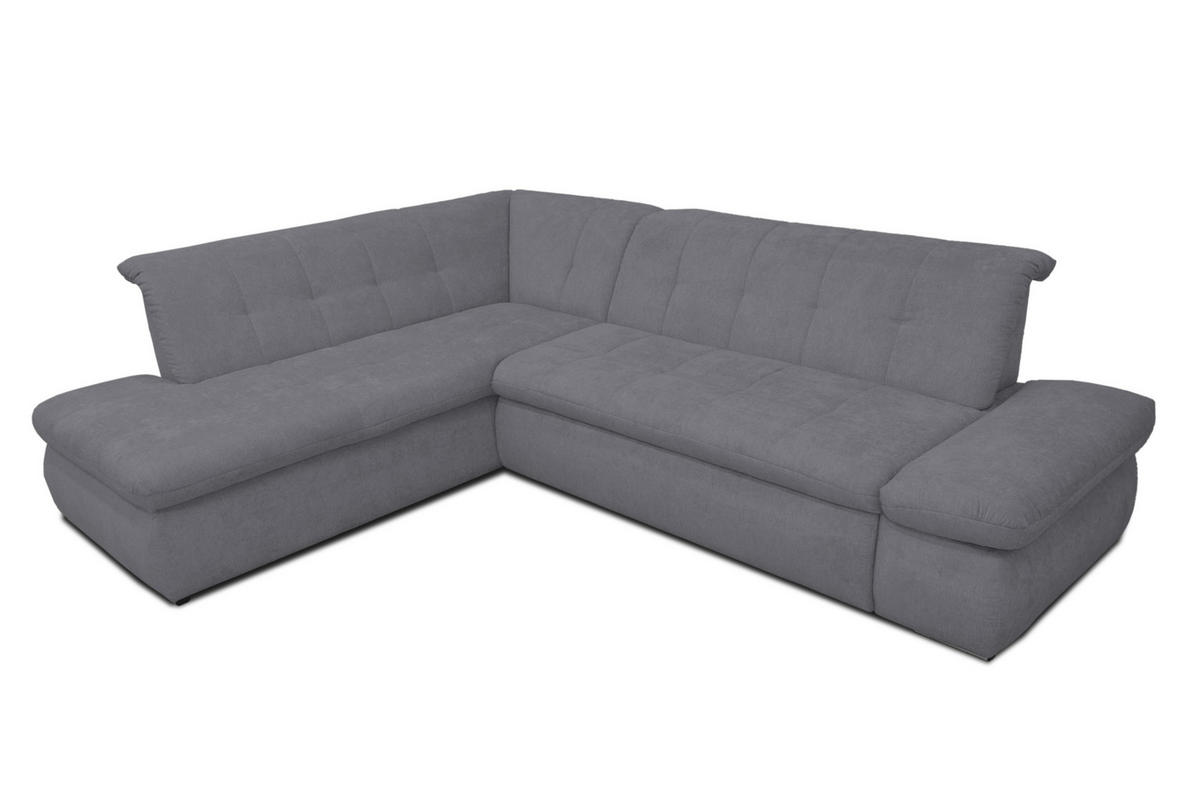 ECKSOFA in Mikrofaser Dunkelgrau  216/273 cm  - Chromfarben/Dunkelgrau, KONVENTIONELL, Textil/Metall (216/273cm) - MID.YOU
