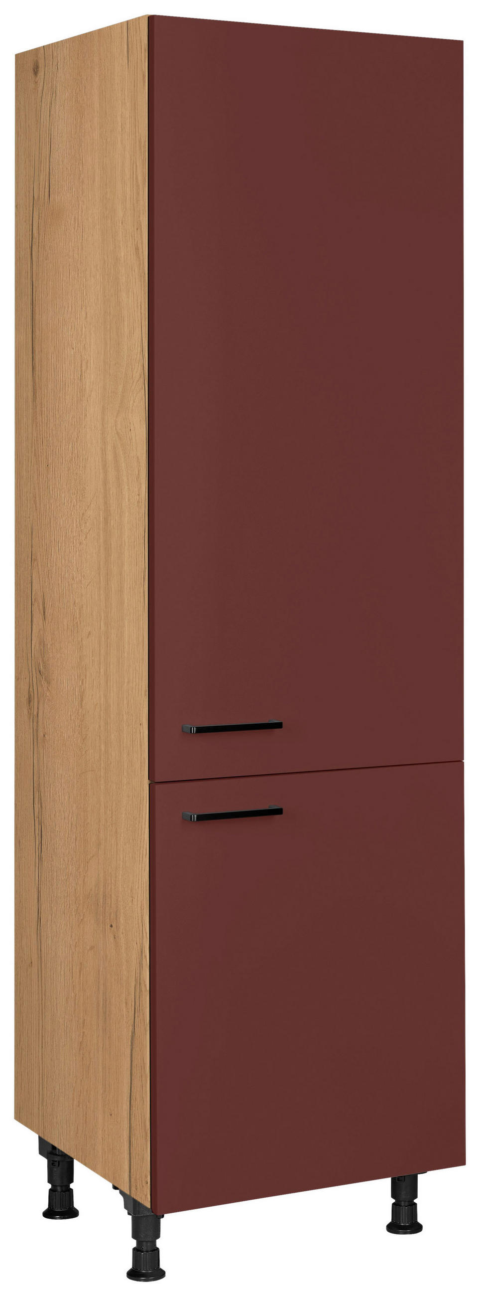 Nobilia Geräteumbauschrank Easytouch Rot, Eiche 60x216.6x58 cm