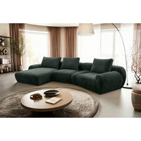 ECKSOFA Dunkelgrün Chenille  - Dunkelgrün/Schwarz, KONVENTIONELL, Kunststoff/Textil (176/362cm) - Carryhome