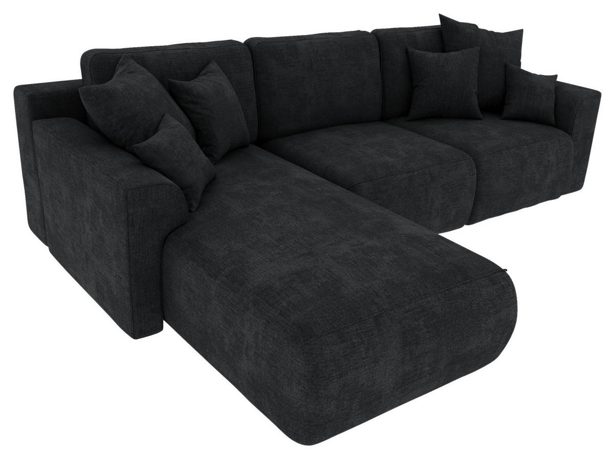 ECKSOFA in Samt Dunkelgrau  195/293 cm  - Chromfarben/Dunkelgrau, KONVENTIONELL, Kunststoff/Textil (195/293cm) - Carryhome