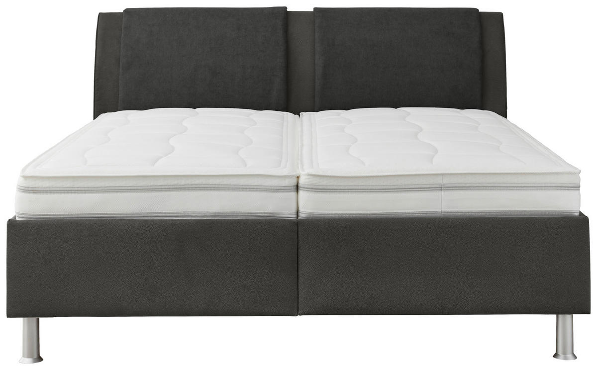 POLSTERBETT 160/200 cm  in Grau, Schwarz  - Weiss/Alufarben, Konventionell, Holz/Holzwerkstoff (160/200cm) - Beldomo - Sleep