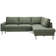 ECKSOFA in Flachgewebe Olivgrün  276/200 cm  - Chromfarben/Olivgrün, Design, Textil/Metall (276/200cm) - Hom`in