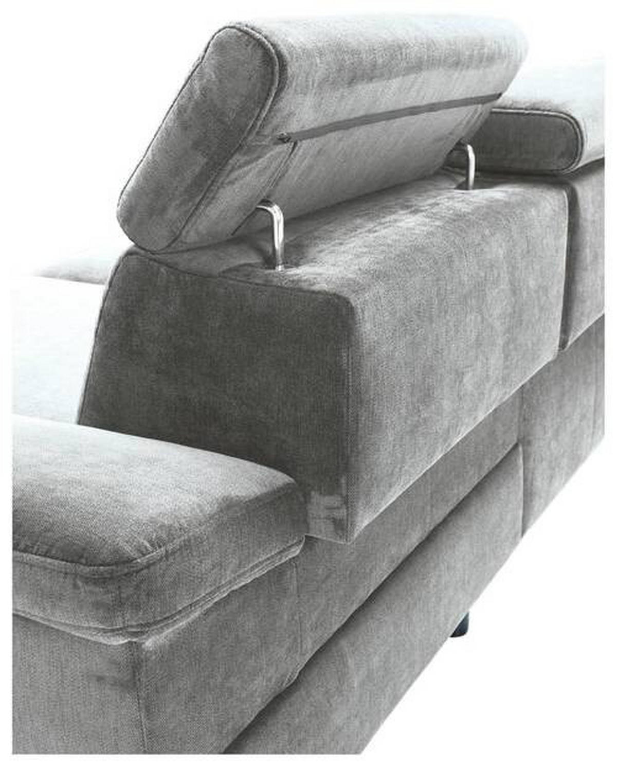 ECKSOFA in Velours Silberfarben  - Silberfarben, Modern, Textil/Metall (262/182cm) - Trendmanufaktur
