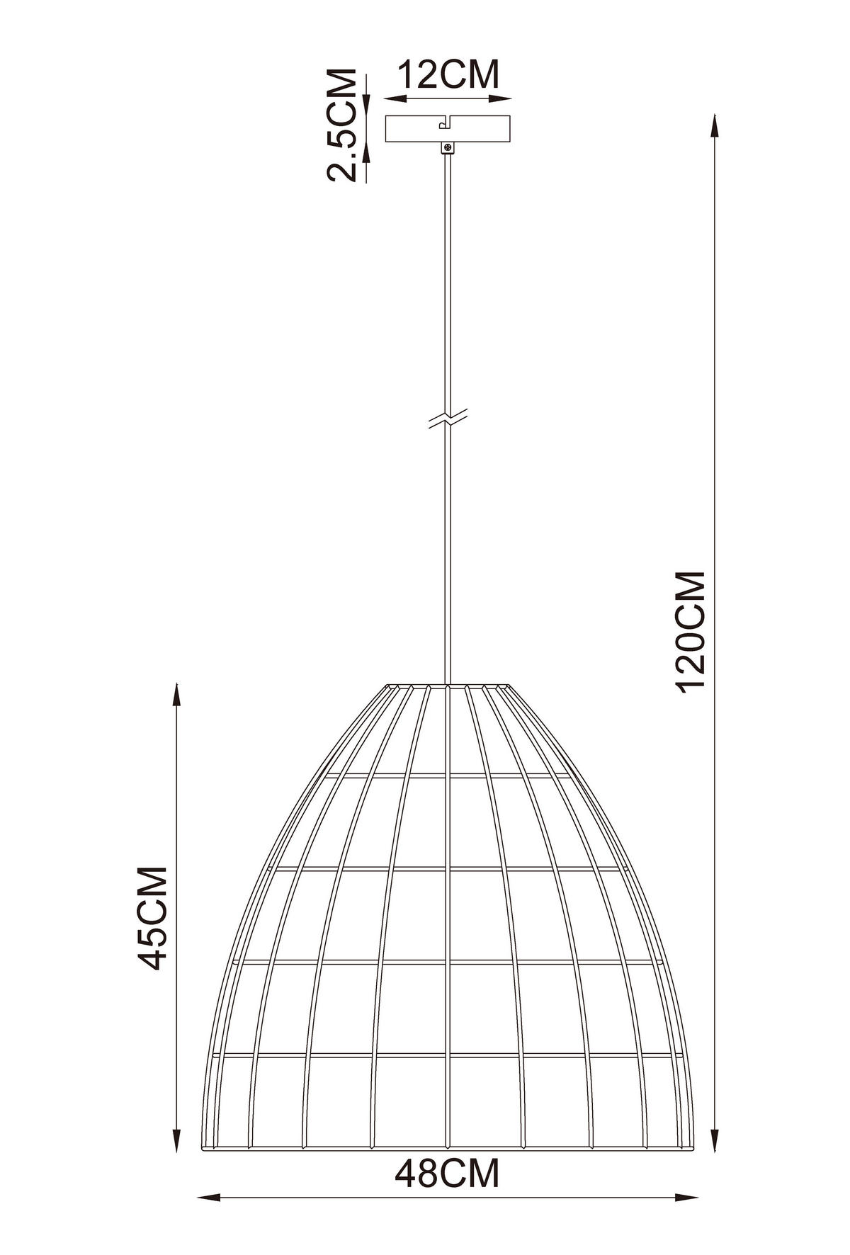 HÄNGELEUCHTE 48/120 cm  - Braun, Design, Textil/Metall (48/120cm) - Collet's Monde