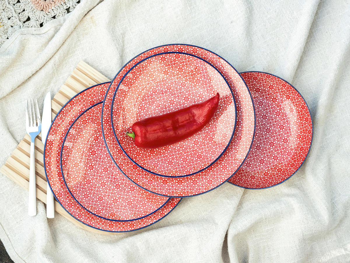 SERVIS Mediterran Rot 12 delar  - vit/röd, Basics, keramik - Creatable