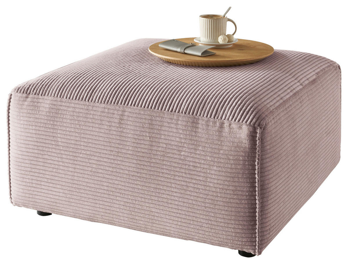 TABURETKA, textil, 80/42/80 cm - čierna/ružová, Design, textil/plast (80/42/80cm) - Livetastic