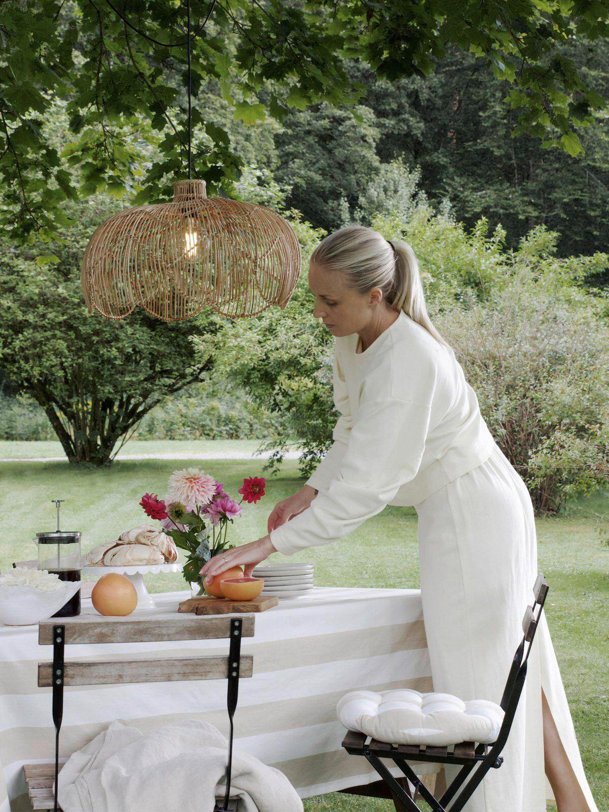 AUßENHÄNGELEUCHTE Belle 53/32/53 cm  - Beigebraun, Natur, Naturmaterialien (53/32/53cm) - PR Home