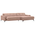 ECKSOFA Altrosa Cord  - Schwarz/Altrosa, KONVENTIONELL, Textil/Metall (295/165cm) - Carryhome