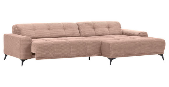 ECKSOFA in Cord Altrosa  - Schwarz/Altrosa, KONVENTIONELL, Textil/Metall (295/165cm) - Carryhome