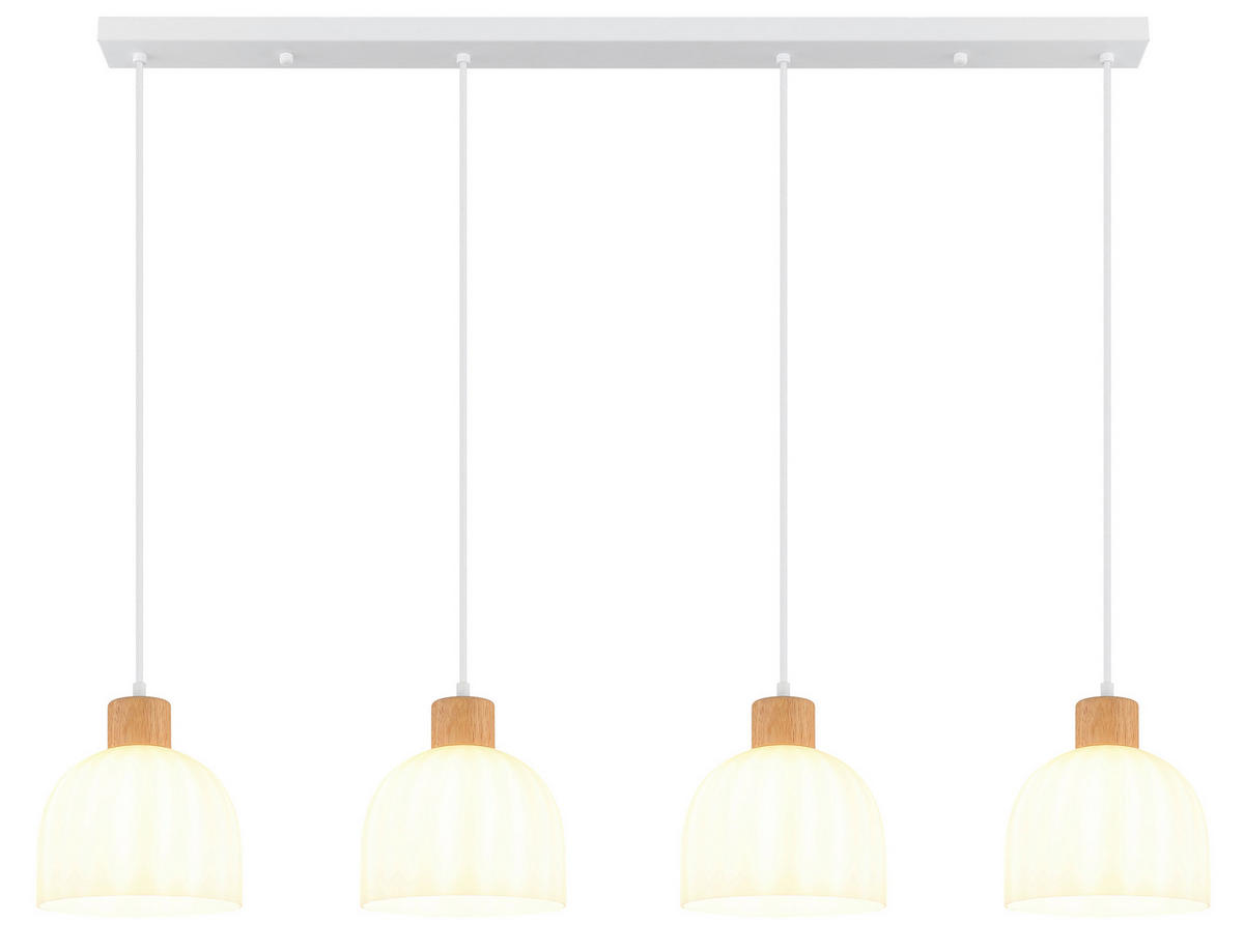 HÄNGELEUCHTE Swanson 113/20/120 cm  - Opal/Braun, Design, Glas/Holz (113/20/120cm) - Globo