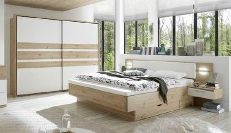 POSTELJA 180 cm x 200 cm , tekstil, leseni material bela, hrast artisan - črna/bela, Moderno, umetna masa/tekstil (180/200cm) - Livetastic