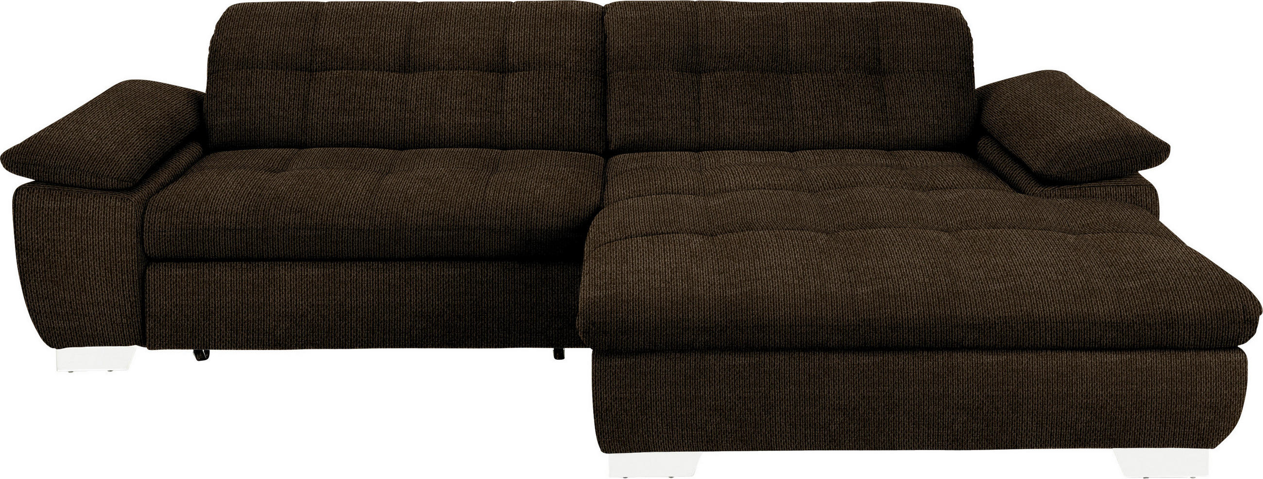 ECKSOFA in Mikrofaser Dunkelbraun  - Chromfarben/Dunkelbraun, Design, Textil/Metall (265/180cm) - Carryhome