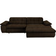 ECKSOFA in Mikrofaser Dunkelbraun  - Chromfarben/Dunkelbraun, Design, Textil/Metall (265/180cm) - Carryhome