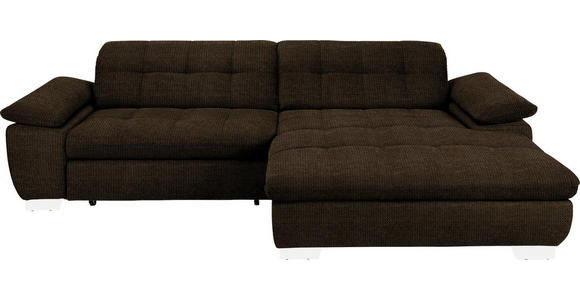 ECKSOFA in Mikrofaser Dunkelbraun  - Chromfarben/Dunkelbraun, Design, Textil/Metall (265/180cm) - Carryhome