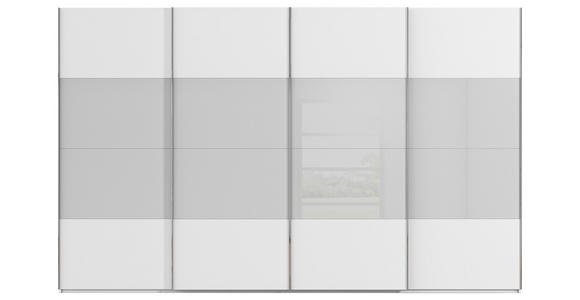 SCHWEBETÜRENSCHRANK  in Weiß, Seidengrau  - Chromfarben/Seidengrau, KONVENTIONELL, Glas/Holzwerkstoff (361/223/68cm) - Novel