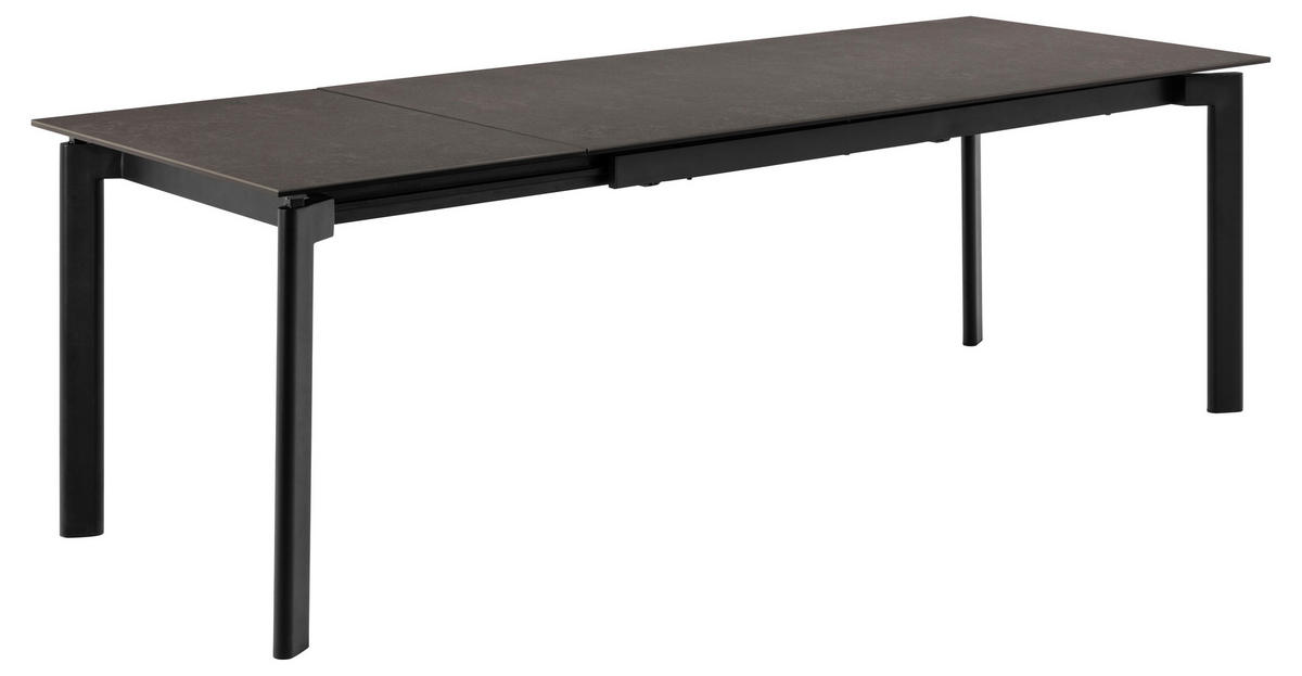 ESSTISCH Schwarz rechteckig  ausziehbar  - Schwarz, MODERN, Keramik/Metall (180-240/90/76cm) - MID.YOU
