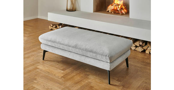 WOHNLANDSCHAFT in Chenille, Flachgewebe Silberfarben - Silberfarben/Schwarz, Design, Textil/Metall (180/344/208cm) - Dieter Knoll