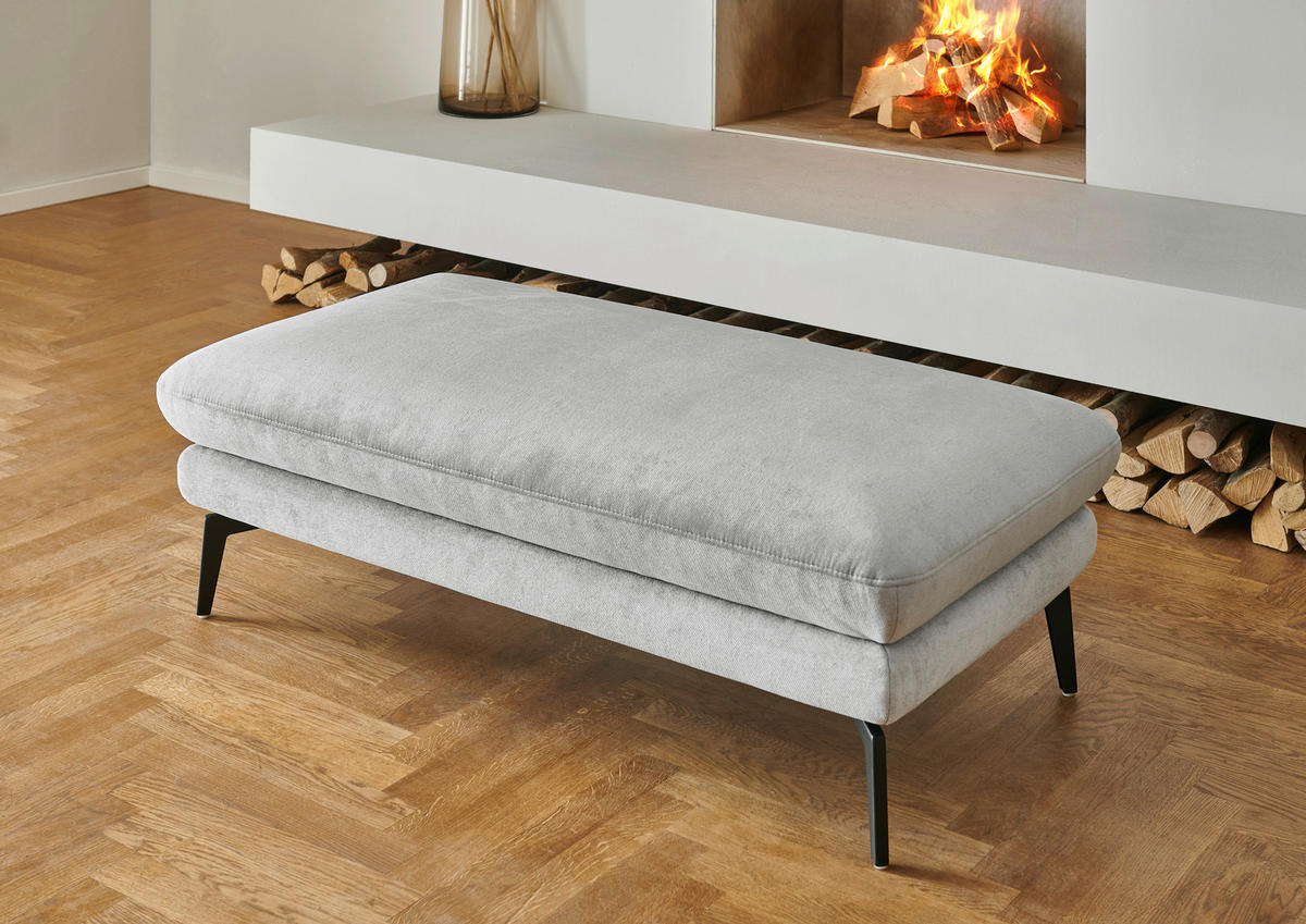 WOHNLANDSCHAFT in Chenille, Flachgewebe Silberfarben  - Silberfarben/Schwarz, Design, Textil/Metall (180/344/208cm) - Dieter Knoll