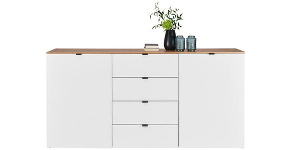 SIDEBOARD Eiche Artisan, Weiß Einlegeböden  - Schwarz/Eiche Artisan, MODERN, Holzwerkstoff/Kunststoff (180/91/44cm) - Hom`in