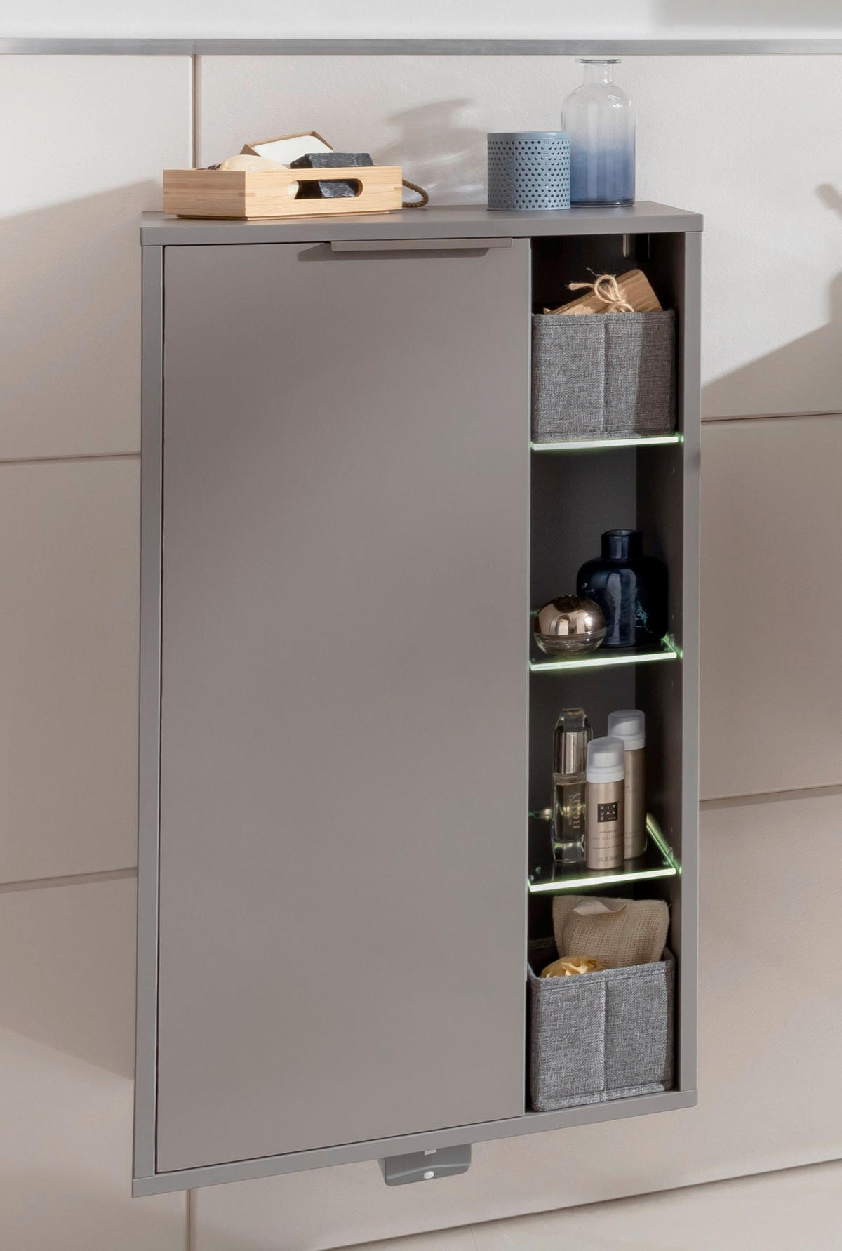 MIDISCHRANK 47/84,2/32 cm  - Grau, Basics, Glas/Holzwerkstoff (47/84,2/32cm) - MID.YOU