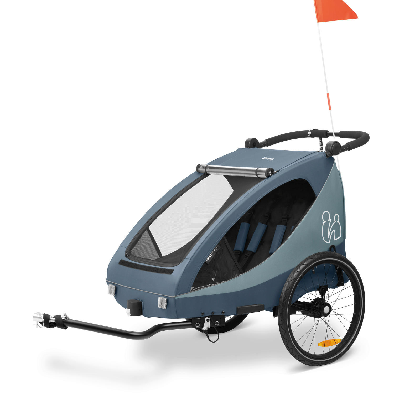 FAHRRADANHÄNGER   Dryk Duo Plus  - Graublau/Schwarz, Basics, Kunststoff/Textil (79/107/114cm) - Hauck