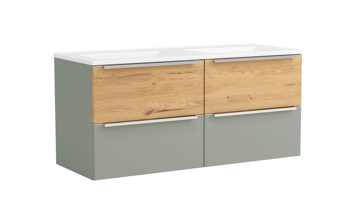 BADEZIMMER  in 120 cm  - Schilfgrün/Wildeiche, Trend, Glas/Holzwerkstoff (120cm) - Held