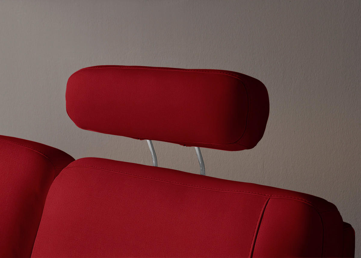 WOHNLANDSCHAFT Echtleder Rot  - Rot/Alufarben, Konventionell, Leder/Metall (239/329/165cm) - Beldomo Premium
