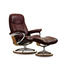 SESSELSET CONSUL M Echtleder Hocker - Weinrot/Teakfarben, KONVENTIONELL, Leder/Holz (82/102/72cm) - Stressless