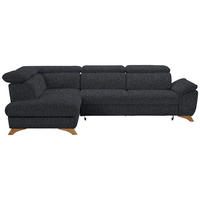 ECKSOFA in Bouclé Schwarz  212/287 cm  - Eichefarben/Schwarz, MODERN, Holz/Textil (212/287cm) - Valnatura