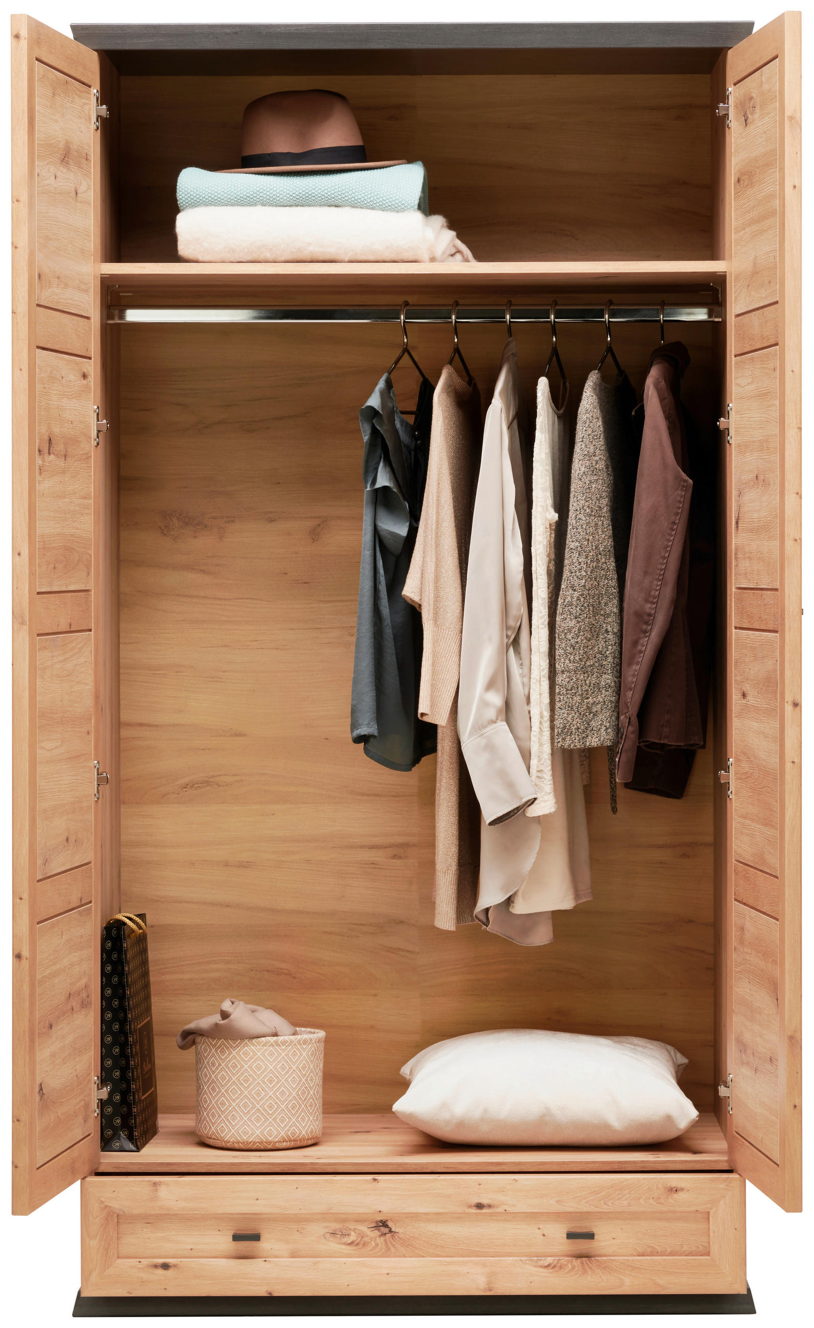 GARDEROBENSCHRANK  in 104/196,7/60,2 cm  - Anthrazit/Eiche Artisan, LIFESTYLE, Holzwerkstoff/Metall (104/196,7/60,2cm) - Xora