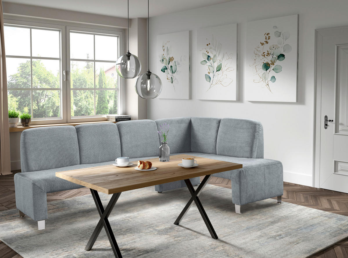 KLUPA KUTNA  tamno siva  drvo, tekstil, drvni materijal      - srebrne boje/tamno siva, Moderno, drvni materijal/drvo (243/158cm) - Livetastic