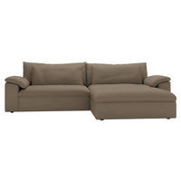 ECKSOFA Flachgewebe Dunkelbraun  - Dunkelbraun/Schwarz, Modern, Kunststoff/Textil (306/198cm) - Carryhome