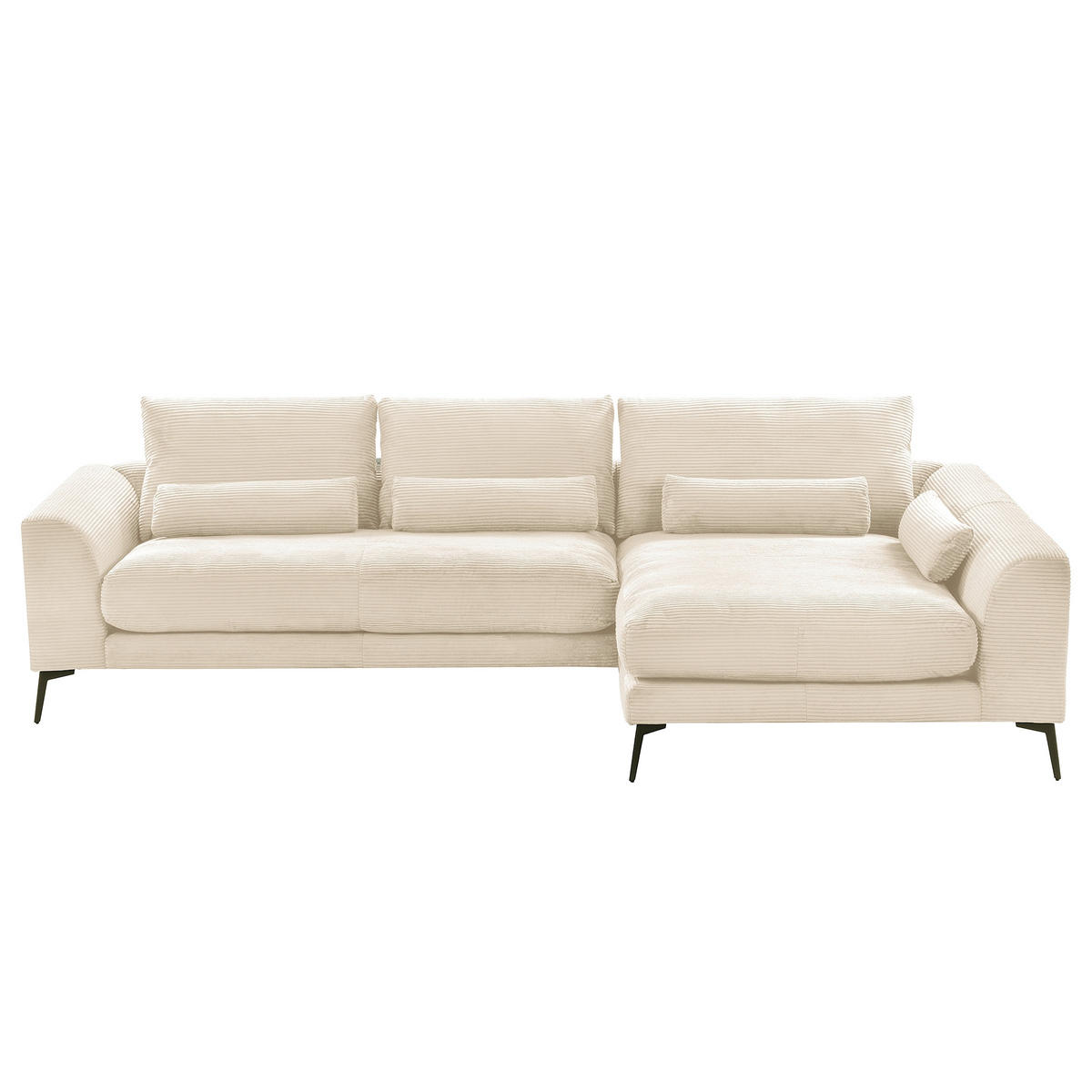 ECKSOFA Creme Cord Nierenkissen, Rückenkissen  - Creme/Schwarz, Design, Textil/Metall (313/172cm) - P & B