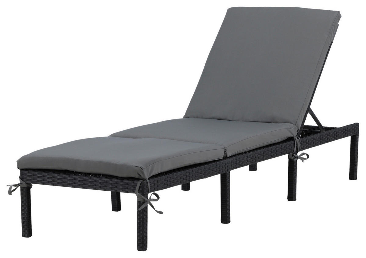SONNENLIEGE 59/84/198 cm  - Schwarz, KONVENTIONELL, Kunststoff (59/84/198cm) - Gardenson