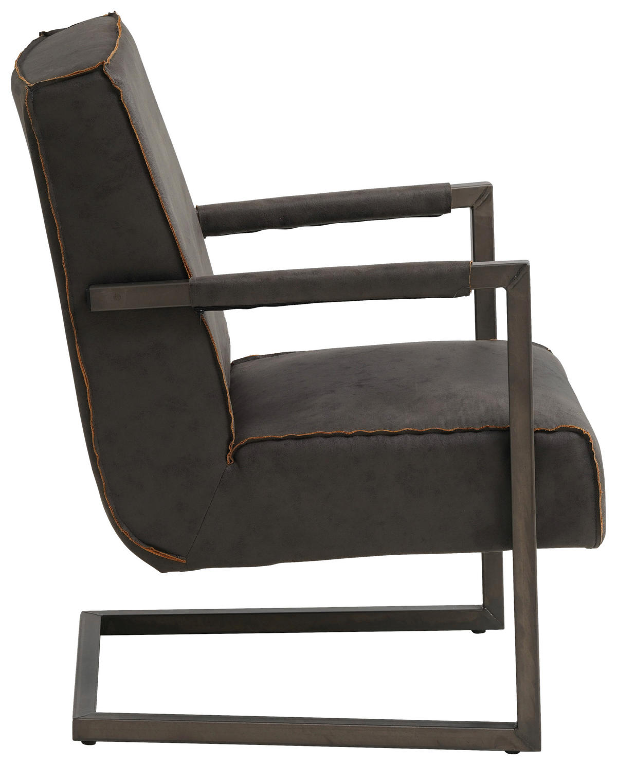SESSEL in Lederlook, Mikrofaser Anthrazit  - Dunkelgrau/Anthrazit, KONVENTIONELL, Textil/Metall (62/84/70cm) - MID.YOU