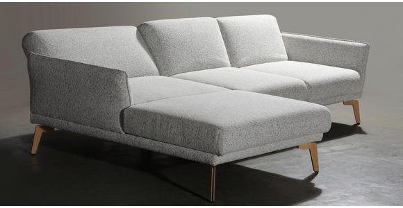 ECKSOFA  in Flachgewebe Creme, Hellgrau  - Eichefarben/Creme, Design, Holz/Textil (164/289cm) - Valnatura