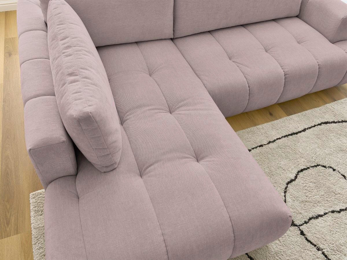 ECKSCHLAFSOFA FUJI Leinenoptik Rosa  inkl.  - Schwarz/Rosa, MODERN, Kunststoff/Textil (204/282cm)