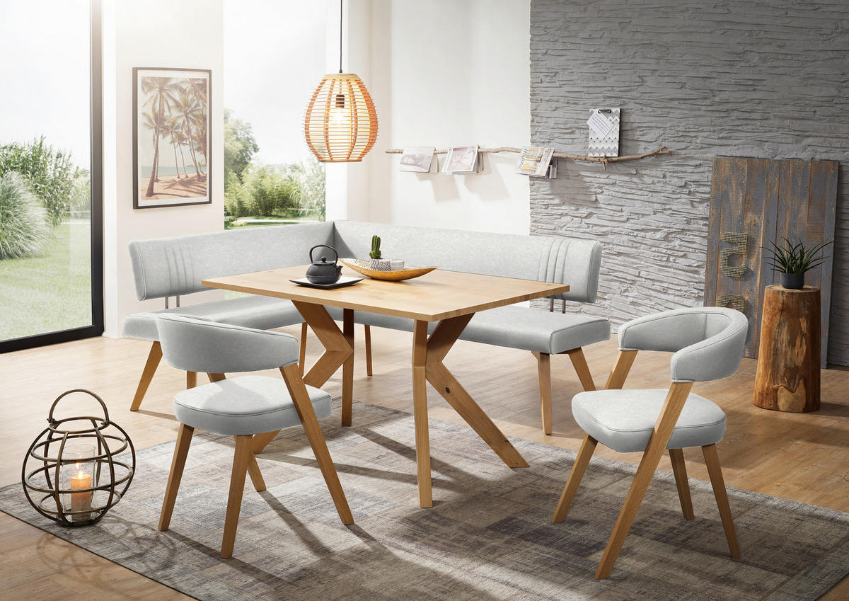 ECKBANK in Holz, Textil Beige, Wildeiche  - Wildeiche/Eichefarben, Design, Holz/Textil (160/180cm) - Venda