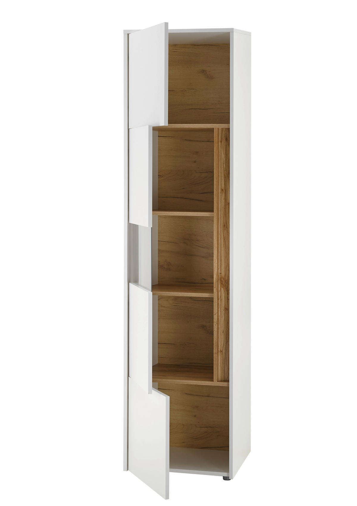 VITRINE  in Weiß, Eiche Wotan  - Eiche Wotan/Schwarz, Design, Holzwerkstoff/Kunststoff (50/200/40cm) - Modante
