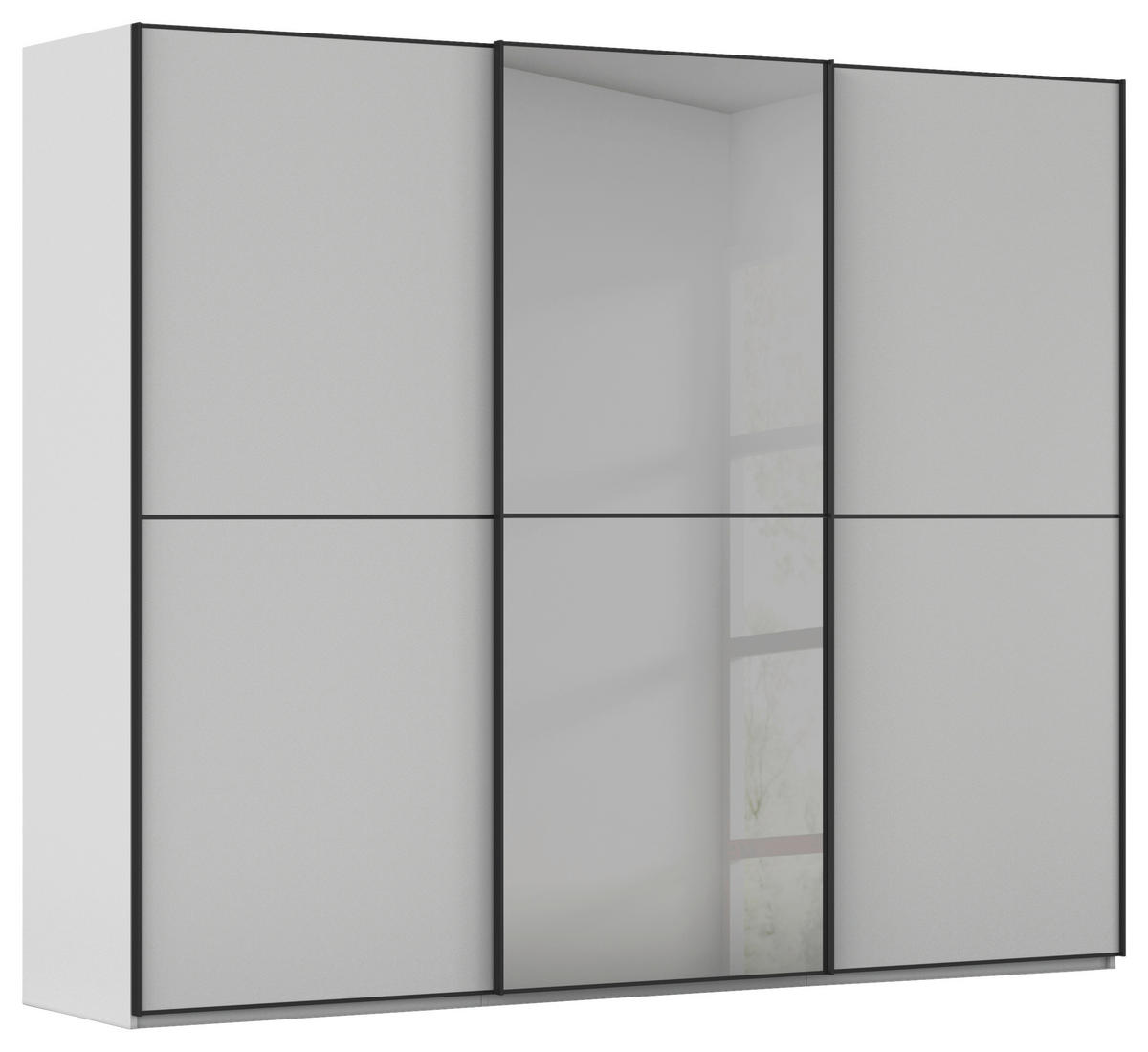 SCHWEBETÜRENSCHRANK in Grau, Schwarz  - Schwarz/Grau, Konventionell, Glas/Holzwerkstoff (271/223/68cm) - Novel