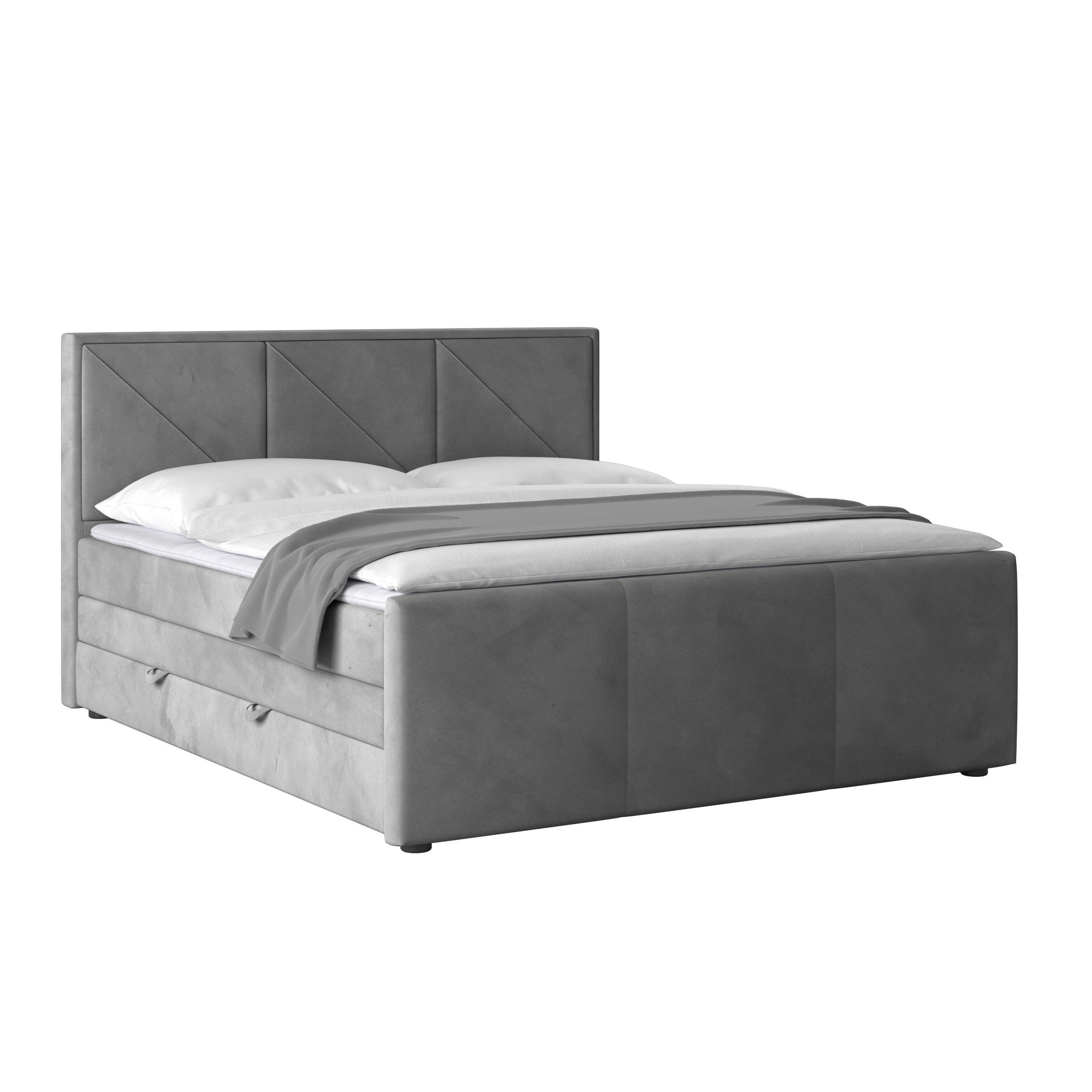 BOXSPRINGOVÁ POSTEĽ, 180/200 cm, svetlosivá - čierna/svetlosivá, Modern, kov/kompozitné drevo (180/200cm) - MID.YOU