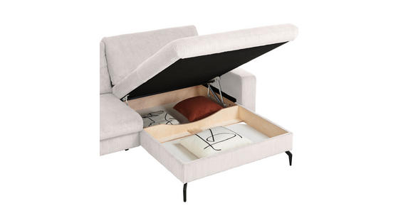 ECKSOFA in Cord Hellgrau - Hellgrau/Schwarz, Design, Textil/Metall (302/180cm) - Venda