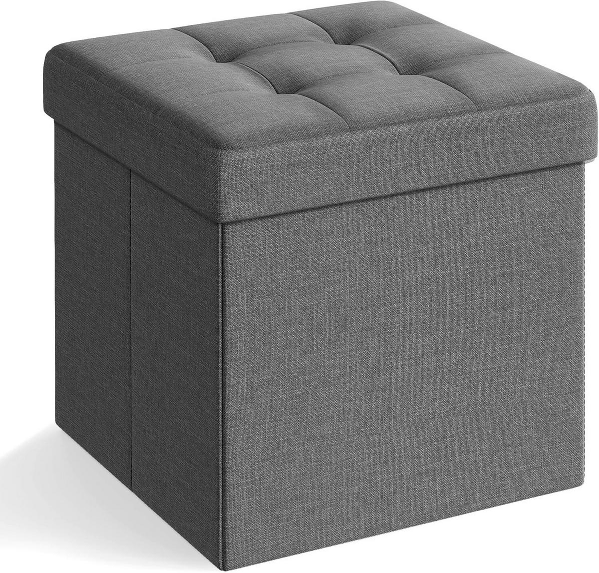 ÚLOŽNÝ BOX NA SEDENIE, textil, kompozitné drevo, 38/38/38 cm - sivá, Basics, kompozitné drevo/textil (38/38/38cm)