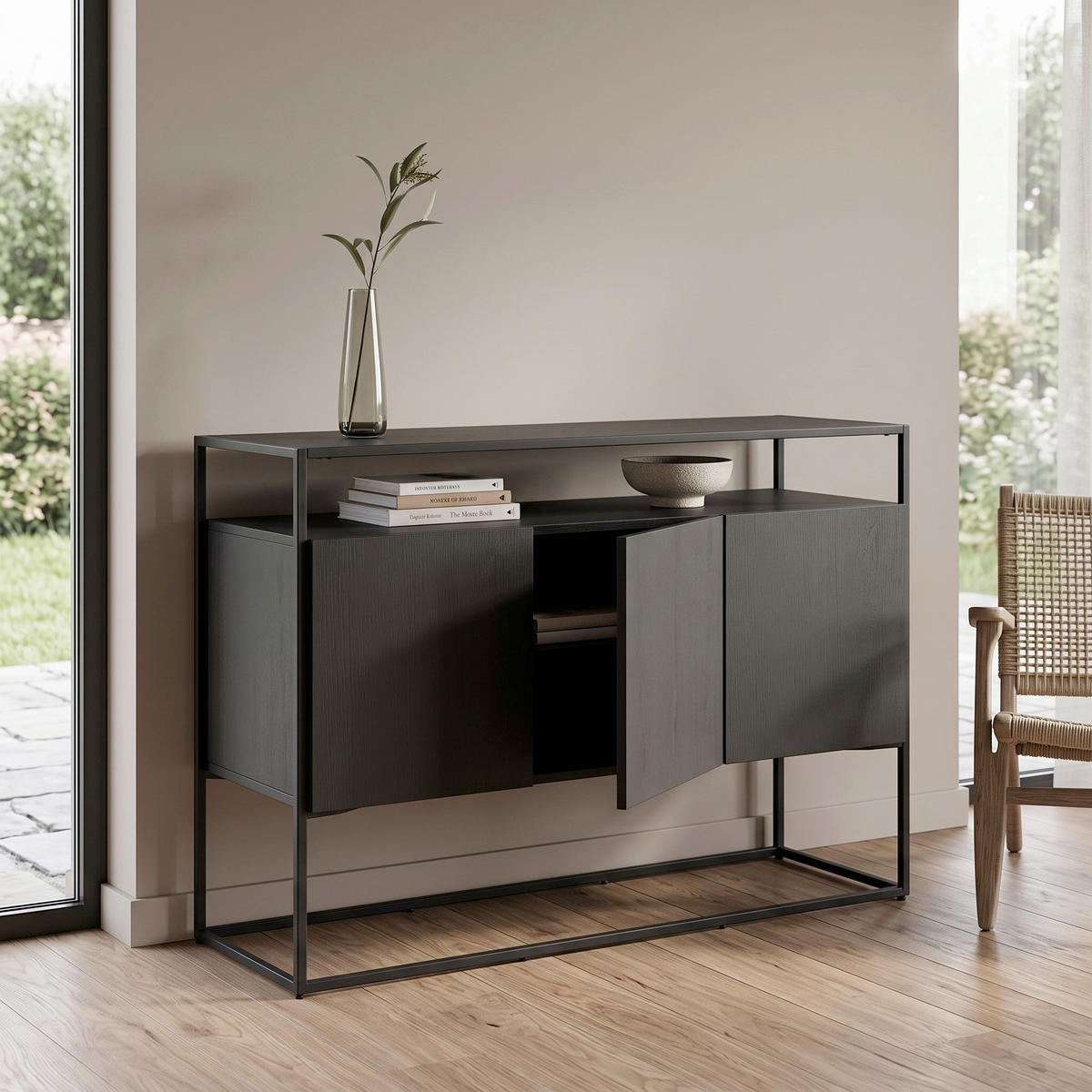 SIDEBOARD  120/80/45 cm  - Schwarz, Design, Holz/Metall (120/80/45cm) - Livetastic