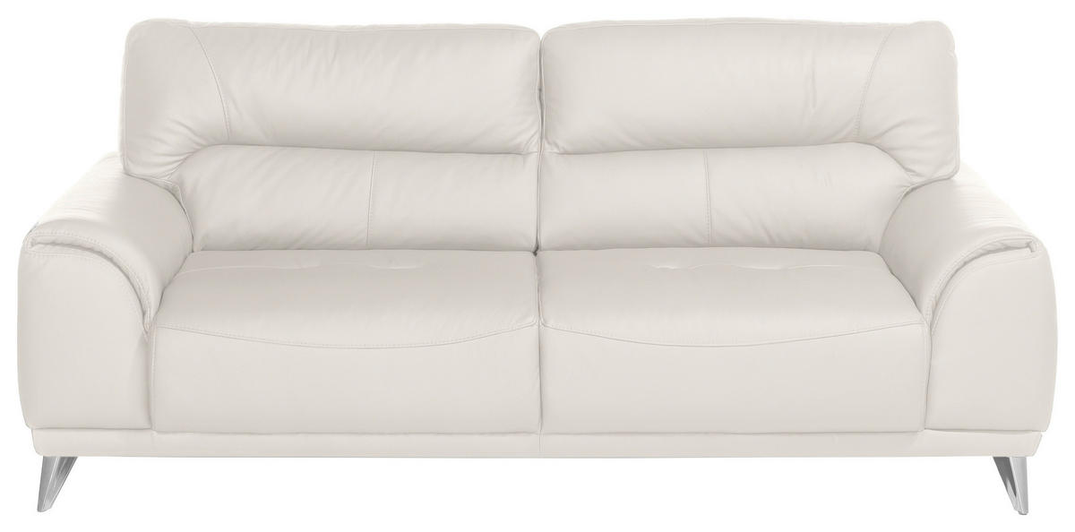3-SITZER-SOFA in Lederlook Weiss  - Chromfarben/Weiss, Modern, Textil/Metall (210/92/96cm) - MID.YOU