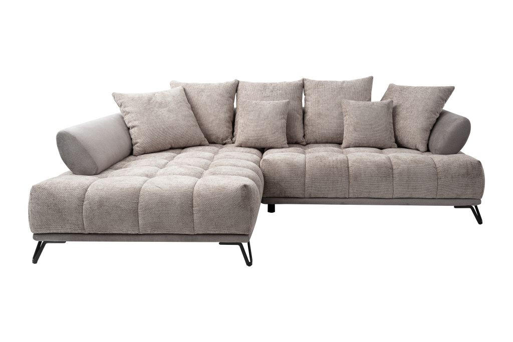 HÖRNSOFFA i chenille taupe  - svart/taupe, Modern, metall/textil (184/262cm) - MID.YOU