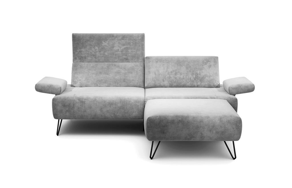2,5-SITZER Samt Hellgrau  - Hellgrau/Schwarz, Design, Textil/Metall (204-234/85/86-94cm) - SENSOO