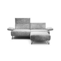 2,5-SITZER Samt Hellgrau  - Hellgrau/Schwarz, Design, Textil/Metall (204-234/85/86-94cm) - SENSOO